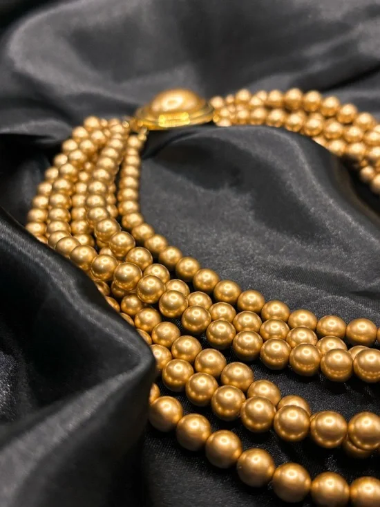 Vintage Carolee Gold Multi Strand 14” Statement Necklace Glam Luxe - Picture 5 of 8